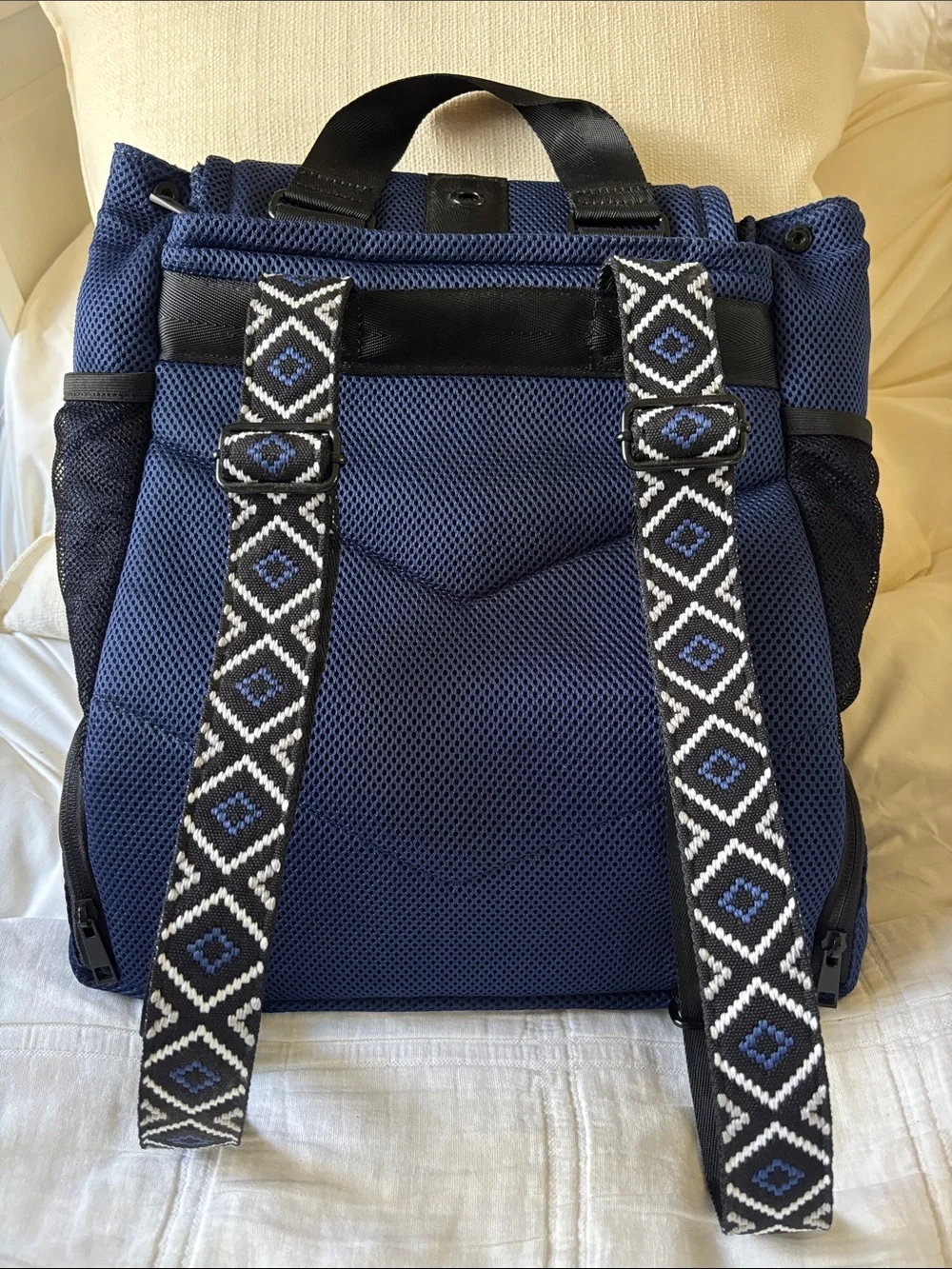 Women's Navy Mesh Backpack - Stylish Everyday Carry